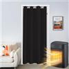 SK Studio Tende Oscuranti per Porta, Isolamento Termico Tenda Porta Finestra, tasca per canna, Tenda Oscurante in Tinta Unita per Porta, armadio, cucina Nero, 86x203cm