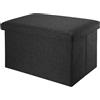 INTIRILIFE Pouf Pieghevole 78x38x38 cm in Nero Diamante - Cassapanca Cubo Contenitore Imbottito de Tessuto a l'Ottica Lino con Coperchio - Ottomane Poggapiedi Sgabello Panca Poltrona