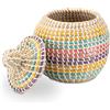 Decorasian Contenitore con coperchio, intrecciato in vaso di erba marina, colorato - 20 cm di diametro