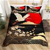 Loussiesd Set di biancheria da letto in stile giapponese con fiori di ciliegio, per bambini, ragazzi e ragazze, copripiumino a tema Ukiyoe, 2 pezzi, per letto singolo, con cerniera