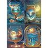 DCIDBEI Diamond Painting Paesaggio Mare 4 Pezzi 40x50 cm Pittura con Diamanti Diamond Painting Paesaggi in Bottiglia Puzzle con Perline Paesaggio in un Bicchiere Barca a Vela Cielo Stellato Luna Pesce