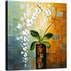 Wieco Art- Quadro Beauty of Life, 100% dipinto a mano, moderno, motivo floreale, intelaiato e incorniciato, su tela, da appendere al soggiorno, camera da letto, decorazione da parete
