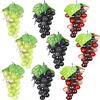 Generic Uva falsa, confezione da 5/9 grappoli di uva artificiale, frutta finta modello plastica cibo viola/nero/verde uva per casa, cucina, feste, festival, decorazione