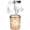 MaMeMi Carillon da Tavolo Natalizio in Vetro - Tea Light Incluso - Altezza 15 cm - Motivo Fiocco di Neve - Decorazione Avvento e Natale