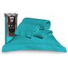 Happidea - Lenzuola Completo Letto, 100% Cotone, Tinta Unita, Made in Italy, Matrimoniale, Pack Barattolo, Lenzuolo Sopra 250x290, Lenzuolo con Angoli 175x200, 2 Federe 52x82 Blu Turchese