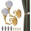 Beufee 2 Pezzi Metal Holdback Cristallo Tenda Fermatenda a Forma di U Metallo Supporto Tenda Holdbacks Cristallo Crystal Ball Tenda Holdbacks Ganci per la Decorazione Domestica