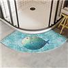 DFEO@MF Tappeto da Bagno Curvo, Tappeto per Doccia Antiscivolo Angolare, 45x100cm Semicircolare Tappetino da Bagno in Lana d'Agnello, Lavabile, Misura Perfetta per Box Doccia (Fish)
