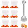 HVIHWI 6 Pezzi Tazza D'Uovo Suit, Apriuova e Tazza D'Uovo, Durevole Tazza D'Uovo Set Bambini Colazione Tazza D'Uovo in Plastica per Uova Sode (5.3 × 4.4 × 4.5 cm)