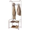 Tyvotrend Stand Appendiabiti in Metallo, Rack di Abbigliamento da Terra, Armadio Aperto con 4 Ganci e 2 Scarpiere, Armadio per Vestiti Appesi, per Ingressi, Camere da Letto, 57 X 30 X 165 cm