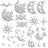 GORGECRAFT 30PCS Adesivi per Finestre Fasi Lunari e Solari Anti Collisione Arcobaleno Fasi Lunari Adesivi In Vetro per Uccelli Strike Star Decalcomanie Pellicola Prismatica Prismatica