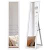 GYMAX Specchio da Terra, Specchio da Parete, Inclinazione Regolabile, con Cornice in Legno Rettangolare, per Camera da Letto, Specchiera Moderna, 37 x 50 x 148 cm (Bianco)