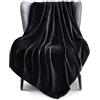 Exclusivo Mezcla Coperta in Pile, Leggero, Morbido et Soffice, 130x170 cm | Copriletto Reversibile Multiuso, Lavabile in Lavatrice, Tutte le stagioni, All'aperto, Nero