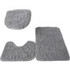 rongweiwang 3 Set di tappetini per WC con Texture Morbida e Forte Assorbimento d'Acqua per Comodi tappeti da Bagno, Grigio