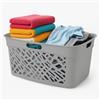 Kamai Cesto portabiancheria 45 L in plastica con manici, ventilato, impilabile, leggero e robusto, salvaspazio e decorativo, ideale per lavanderia, bagno o camera da letto, grigio chiaro, Kamai Home (grigio