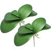 PATIKIL Foglie di Orchidea Finta 5,4 Pollici, 2pz Piccola Pianta Artificiale Fogliame Phalaenopsis Vero Lattice Verde 5 Foglie con Steli per Decorare Vasi Fiori Casa, Verde