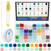 Glarks 603 perline di vetro da 8 mm per la creazione di gioielli, 24 colori fai da te, perline rotonde sfuse per bracciali, orecchini, collane, gioielli fai da te