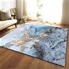 Mateju Tappeto Salotto Moderno, Marmo Flanella Tappeti Camera da Letto, rug Cucina Antiscivolo Lavabile per Tavolino da Salotto,Bagno,Tappeto Bambini Cameretta (80x120cm,Oro Blu)