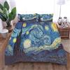JRfurniture 3 Pezzi Set di Biancheria da Letto,Set Copripiumino Matrimoniale E 2 Federe - Copripiumino Ipoallergenico in Microfibra, 150X200Cm Van Gogh-Fantasy Cielo Stellato