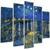 Giallobus - Quadro 5 pannelli Art Board - Vincent Van Gogh - Notte stellata sul Rodano - Legno Mdf - 140x100