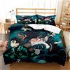 Ste-X Set Copripiumino 3 Pezzi Set Biancheria Da Letto Demon Slayer Morbida Microfibra Di Facile Manutenzione Con 2 Federe Per Adolescenti Ragazze Bambini Reversibile (200x200cm,DS 01)