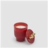 EDG Enzo De Gasperi Candela Profumata Natalizia Fiocco 11x7cm Vasetto in Ceramica Rosso