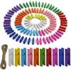EUGENEKELLY 110pz Mollette Legno Piccole,Mini Barrette Colorato,Piccole Mollettine Bucato,Wooden Pegs Clips Per Immagini,Collage,Cartoline,Foto,Bucato,Madera PequeñAs,3,5cm