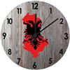 Yelolyio Orologio da appendere 25,4 cm Albania Orologio da parete in legno Bandiera nazionale Albania Outline Orologi silenziosi al quarzo a batteria Accessori per la casa Mensola Soggiorno Scuola