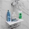 KOVVN Mensola per doccia da appendere senza foratura, supporto per doccia in acciaio inossidabile e acrilico, per doccia e shampoo, regolabile, colore: bianco