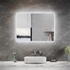 SUNXURY Specchio da bagno con illuminazione, 60 x 40 cm, interruttore da parete, specchio luminoso orizzontale e verticale, sospensione bianca fredda, 6400 K, CRI>95