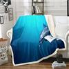 Loussiesd Coperta in pile Sherpa con delfini, a tema marino, per divano, letto, divano, decorazione per letto hawaiano, per letto matrimoniale, 152,4 x 200,7 cm
