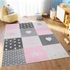 TAPISO Lazur Tappeto Bambini Bimba Pelo Corto Design Moderno Motivo Geometrico Quadrati Tonalità Rosa Grigio Cameretta Stanza Ragazzi Salotto Camera Sala Oeko-Tex 120 x 170 cm