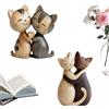 KEORHEZ 2 Pezzi Gatto Soprammobile Statuetta Gatto Decorazione Da Scrivania Piatta 2d per Tavolo Amanti Degli Animali Soggiorno Idea Regalo Di Compleanno E Natale