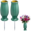 BYZESTY Vasi per cimitero, 2 pezzi con picchetto, vaso per fossa e sepoltura in plastica, resistente al gelo, per raccogliere mazzi di fiori