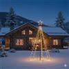 Partenopea Albero Luminoso da Esterno 2,5m con 500 LED Luce Calda, Stella 22cm, Struttura in Ferro e Tubi in Alluminio, 10 Picchetti per Fissaggio, IP44 per Giardino, Cavo 5m, Diametro 1,5mt Decorazioni Natalizi