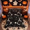Loussiesd Set di biancheria da letto con teschio e scheletro Halloween pipistrelli copripiumino traspirante Horror Spider Bedding & lino nero bianco copripiumino singolo