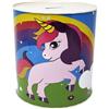 CUCUBA Barattolo Salvadanaio Design Unicorno Rosa con Arcobaleno in Metallo Latta non Apribile 15x13cm