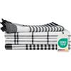 Müskaan - Set di 4 strofinacci, 50 x 70 cm, 100% cotone, 70 g, colore: Nero/Bianco