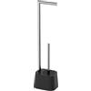 Inbagno Piantana Portarotolo E Portascopino Linea Glim Nero Opaco - Base In Plastica Stabile E Manico In Acciaio Cromato - H 63 X L 16 X P 12,5 Cm - Design Moderno E Salvaspazio