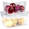 ZoeQide Contenitori Patate Cipolle 2 Pezzi Trasparenti Impilabili Cucina | Apertura ampia e manici facilitano il prelievo di patate, cipolle, aglio e verdure; le box si impilano nel mobile cucina