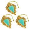 Baroni Home Set 3 Pendenti Sacro Cuore Ex Voto in Resina, Ciondolo Decorativo Turchese e Oro, Addobbo Natalizio Decorazione Albero di Natale, Idea Regalo Originale 7x10x1 cm