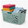 Kamai Cesto portabiancheria 45 L in plastica con manici, ventilato, impilabile, leggero e robusto, salvaspazio e decorativo, ideale per lavanderia, bagno o camera da letto, grigio chiaro, Kamai Home (verde)