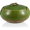 AF-WAN Posacenere in ceramica retrò, con coperchio, per esterni, semplice posacenere per la casa e l'ufficio (11 x 7,2 cm) (verde)