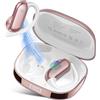 DUSONLAP AI Cuffie Traduzione Simultanea, 3-in-1 Bluetooth 5.4 Cuffie Traduzione con 165 Lingue/8 Modalità, 42 Ore Open Ear Auricolari Bluetooth con APP e Codice Autorizz Permanente per Viaggi/Affari, Oro Rosa
