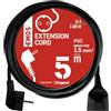 EMOS Prolunga da 5 m, 1 presa, 250 V, PVC, per interni, nero