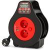 Velamp avvolgicavo elettrico 7 metri - 2 prese French type 2P+T + porta USB - cavo 1,0 mm², protezione termica, corpo compatto da interno