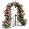 Relaxdays Arco per Rose con Porta, Metallo, 235x144x45 cm, Supporto per Piante Rampicanti, Nero