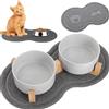PARENCE.- Tappetino antiscivolo per cani e gatti - Fondo ciotola 46x26 cm - Protezione del pavimento e cibo pulito - Ingombro e design dei pesci