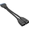 InLine Cavo adattatore InLine® USB 3.0, da 2x presa A a post connettore a 19 pin, 0,15 m