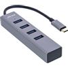 InLine® 33271N InLine® Multi Hub USB 3.2 Tipo C (4x USB-A 5Gb/s), OTG, alloggiamento in metallo