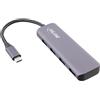 InLine Hub InLine® USB 3.2, da USB-C a 4x USB A 10Gb/s, alloggiamento in metallo, grigio